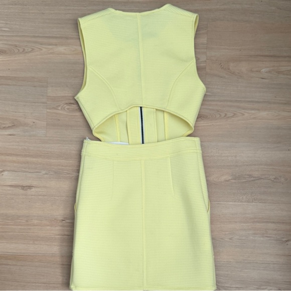 BCBGMaxAzria Lemon Yellow Sleeveless Zip-Front Mini Dress - Picture 5 of 8